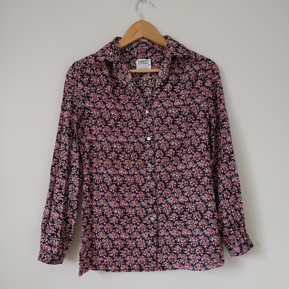 Vintage 80s Ports International Cotton Floral Blouse Size Small - Picture 2 of 12